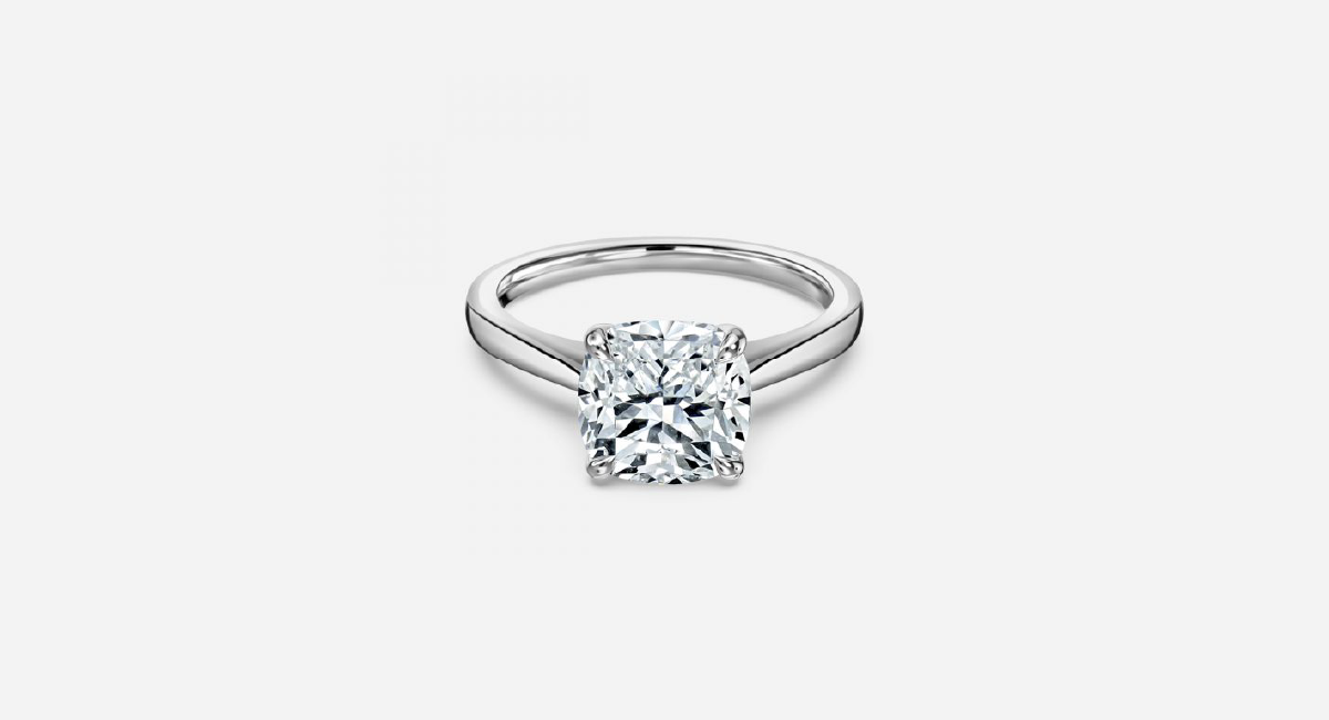 Tulip Cushion Solitaire Engagement Ring under 0
