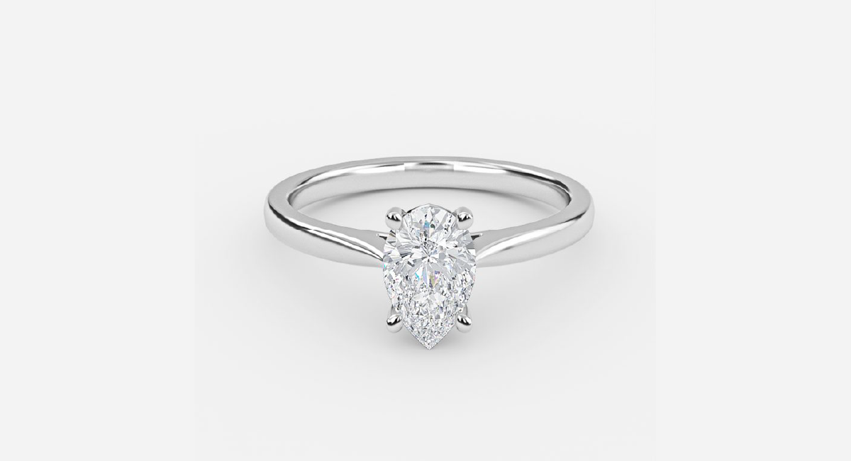 Tulip Pear Solitaire Engagement Ring under 0